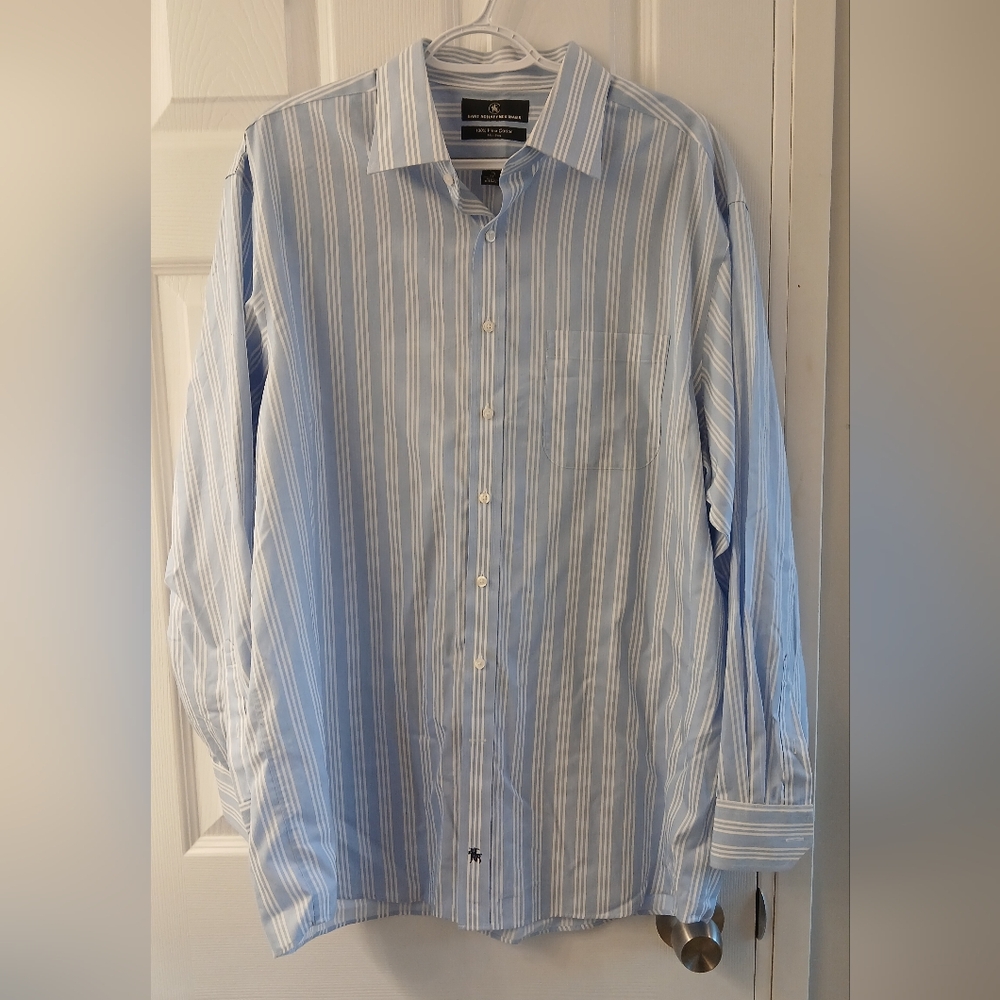 Hart Schaffner Marx Men’s Non-Iron Pima Cotton Dress Shirt Size 17.5 / 35